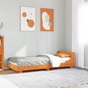 vidaXL Sängram utan madrass vaxbrun 75x190 cm massiv furu