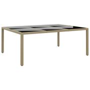 vidaXL Utebord 200x150x75 cm härdat glas och konstrotting beige