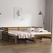 vidaXL Utdragbar dagbädd honungsbrun 2x(90x190) cm massiv furu