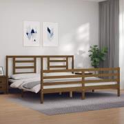 vidaXL Sängram med huvudgavel honungsbrun 200x200 cm massivt trä