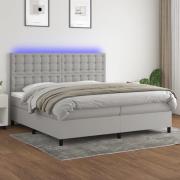 vidaXL Ramsäng med madrass & LED ljusgrå 200x200 cm tyg
