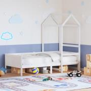 vidaXL Dagbädd med tak vit 90x190 cm massiv furu