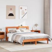 vidaXL Sängram utan madrass vaxbrun 140x190 cm massiv furu