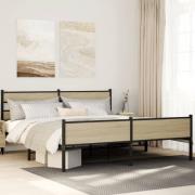 vidaXL Sängram utan madrass metall sonoma-ek 200x200 cm
