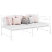 vidaXL Utdragbar sängram bäddsoffa vit metall 90x200 cm