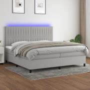vidaXL Ramsäng med madrass & LED ljusgrå 200x200 cm tyg