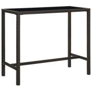 vidaXL Barbord för trädgård brun 130x60x110 cm konstrotting och glas