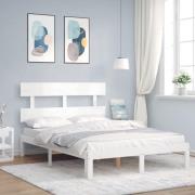 vidaXL Sängram utan madrass vit 120x200 cm massiv furu