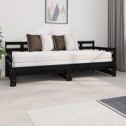 vidaXL Bäddsoffa svart massiv furu 2x(80x200) cm