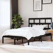 vidaXL Sängram massivt trä 150x200 cm svart