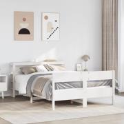 vidaXL Sängram utan madrass vit 135x190 cm massiv furu