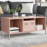 vidaXL Soffbord rosa 101,5x50x43,5 cm kallvalsat stål