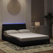 vidaXL Sängram med LED-belysning svart 140x190 cm sammet
