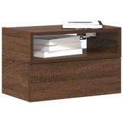vidaXL Väggmonterat sängbord brun ek 45x26x28,5 cm
