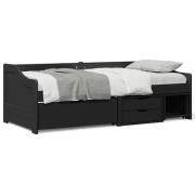 vidaXL Dagbädd med 3 lådor utan madrass IRUN svart 90x200 cm
