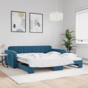 vidaXL Dagbädd utdragbar blå 100x200 cm sammet