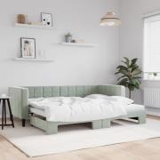 vidaXL Dagbädd utdragbar ljusgrå 80x200 cm sammet