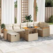 vidaXL Soffgrupp för trädgården med dynor 5 delar beige konstrotting