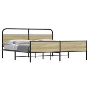 vidaXL Sängram utan madrass metall sonoma-ek 193x203 cm