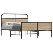 vidaXL Sängram utan madrass sonoma-ek 120x190 cm konstruerad trä