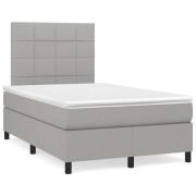 vidaXL Ramsäng med madrass & LED ljusgrå 120x190 cm tyg