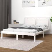 vidaXL Sängram vit massivt trä 135x190 cm