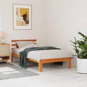 vidaXL Sängram utan madrass vaxad brun 90x190 cm massiv furu