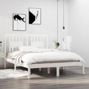 vidaXL Sängram vit massivt trä 135x190 cm
