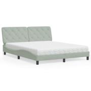 vidaXL Säng med madrass ljusgrå 160x200 cm sammet