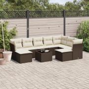 vidaXL Loungegrupp 10 delar med brun dynor konstrotting