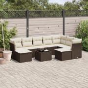 vidaXL Loungegrupp 10 delar med brun dynor konstrotting