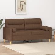 vidaXL 2-sits soffa med prydnadskuddar brun 140 cm tyg