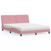 vidaXL Bed with Mattress Pink 160x200 cm Velvet