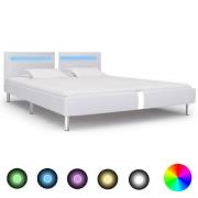 vidaXL Sängram med LEDs utan madrass vit 180x200 cm