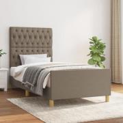 vidaXL Sängram utan madrass Taupe 90x200 cm tyg