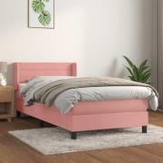 vidaXL Ramsäng med madrass rosa 90x190 cm sammet