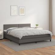 vidaXL Ramsäng med madrass grå 180x200 cm konstläder