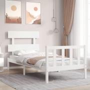 vidaXL Sängram utan madrass vit 90x200 cm massiv furu