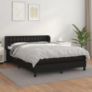 vidaXL Ramsäng med madrass svart 140x190 cm konstläder