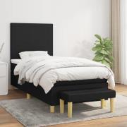vidaXL Ramsäng med madrass svart 100x200 cm tyg