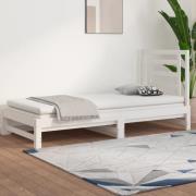 vidaXL Utdragbar dagbädd vit 2x(90x200) cm massiv furu