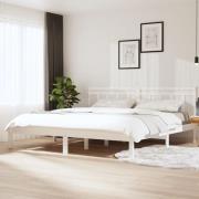 vidaXL Sängram vit massiv furu 200x200 cm