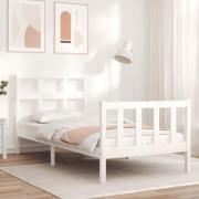 vidaXL Sängram utan madrass vit 90x200 cm massiv furu