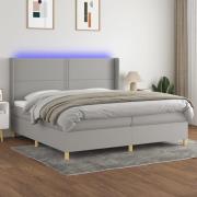 vidaXL Ramsäng med madrass & LED ljusgrå 200x200 cm tyg
