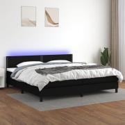 vidaXL Ramsäng med madrass & LED svart 200x200 cm tyg