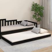 vidaXL Sängram svart 100x200 cm massiv furu