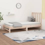 vidaXL Utdragbar dagbädd 2x(90x190) cm massiv furu