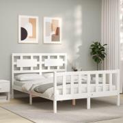 vidaXL Sängram utan madrass vit 140x200 cm massiv furu