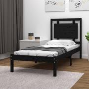 vidaXL Sängram svart massiv furu 75x190 cm