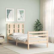 vidaXL Sängram med huvudgavel 90x200 cm massivt trä